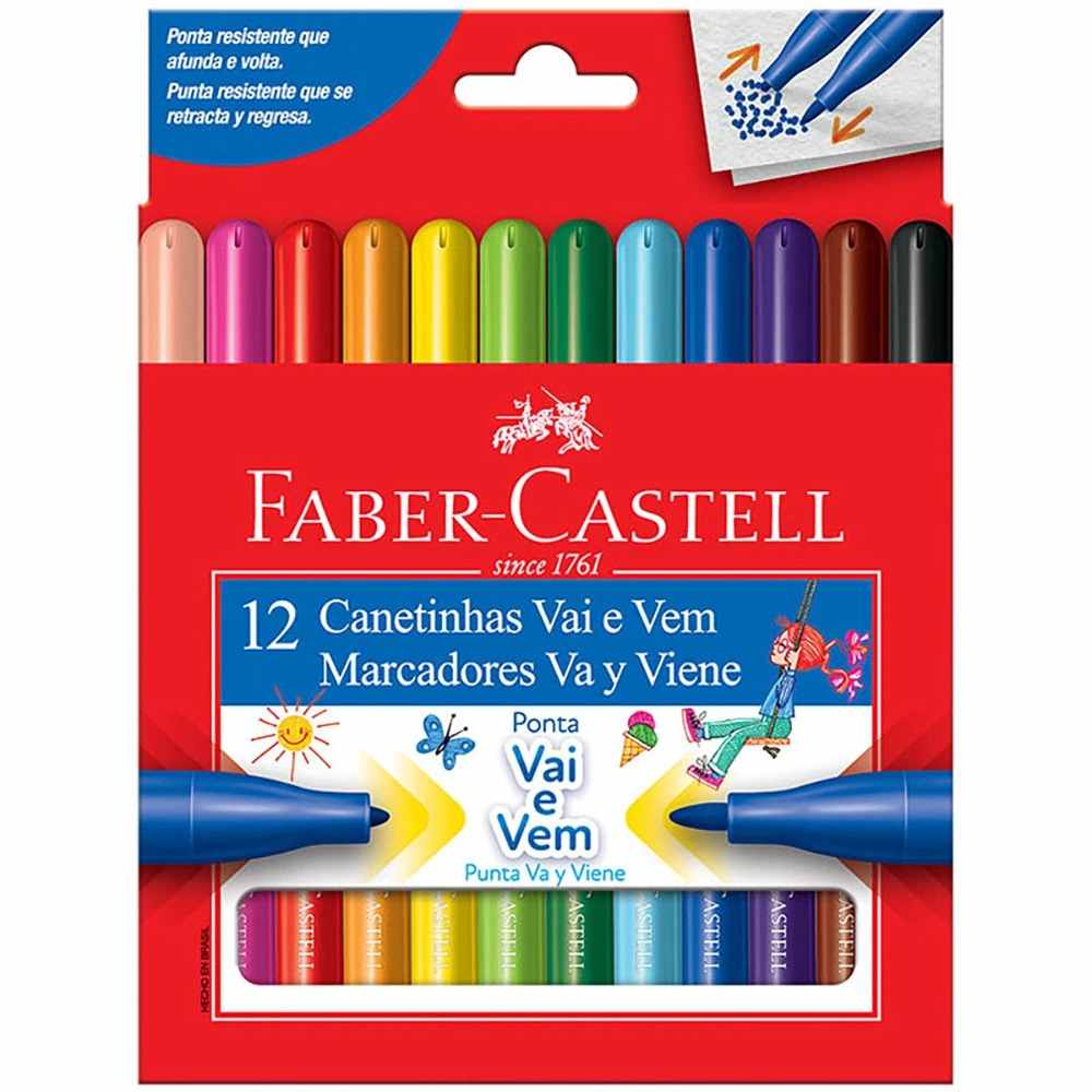 CANETA HIDROGRAFICA C/12 FABER VAI E VEM 